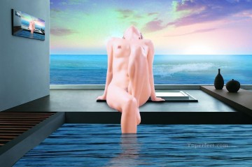 Original Nude Painting - circumscription of spirit vivid acrylic paints nude original